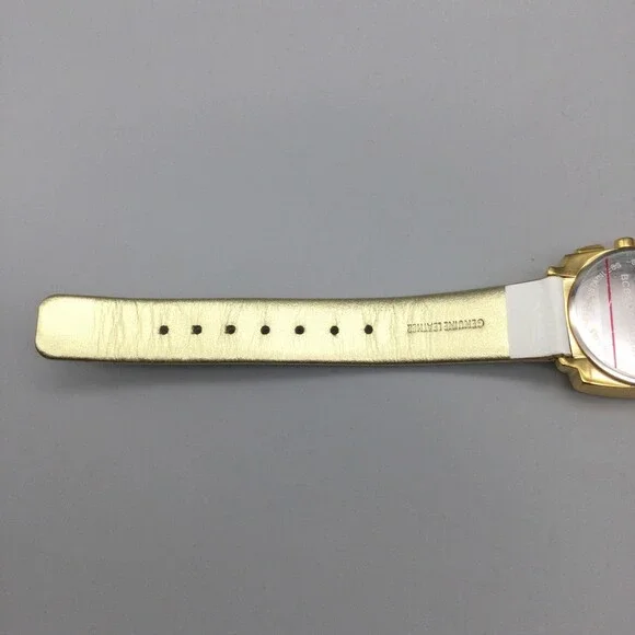 BCBGMAXAZRIA Watch Womens 29mm Gold Square MOP Chronograph Leather New Battery - Picture 11 of 14
